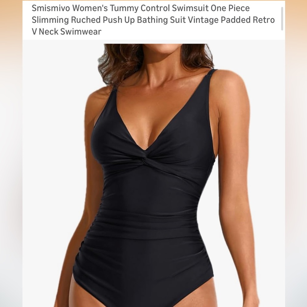 Amazon Black Twist-Front V-Neck One-Piece Swimsuit